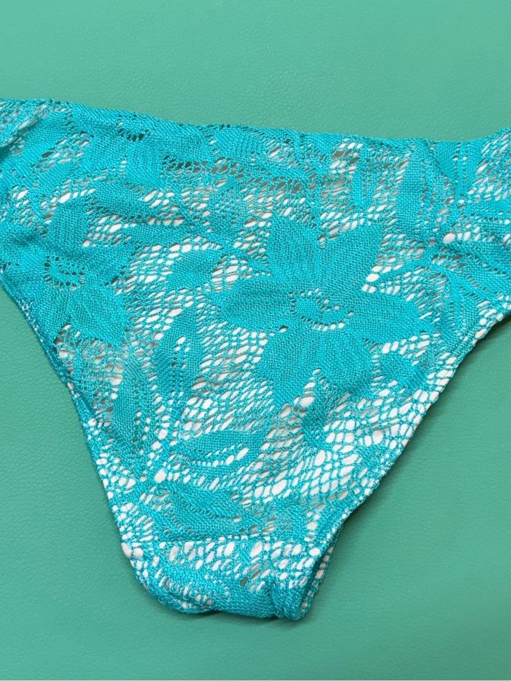 Victoria's Secret Turquoise Lace Bikini with Gold Hardware - Picture 4 of 6